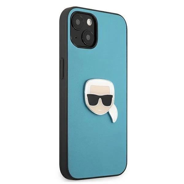 Karl Lagerfeld KLHCP13SPKMB iPhone 13 mini 5,4" niebieski/синій твердий чохол Leather Ikonik Karl`s Head Metal